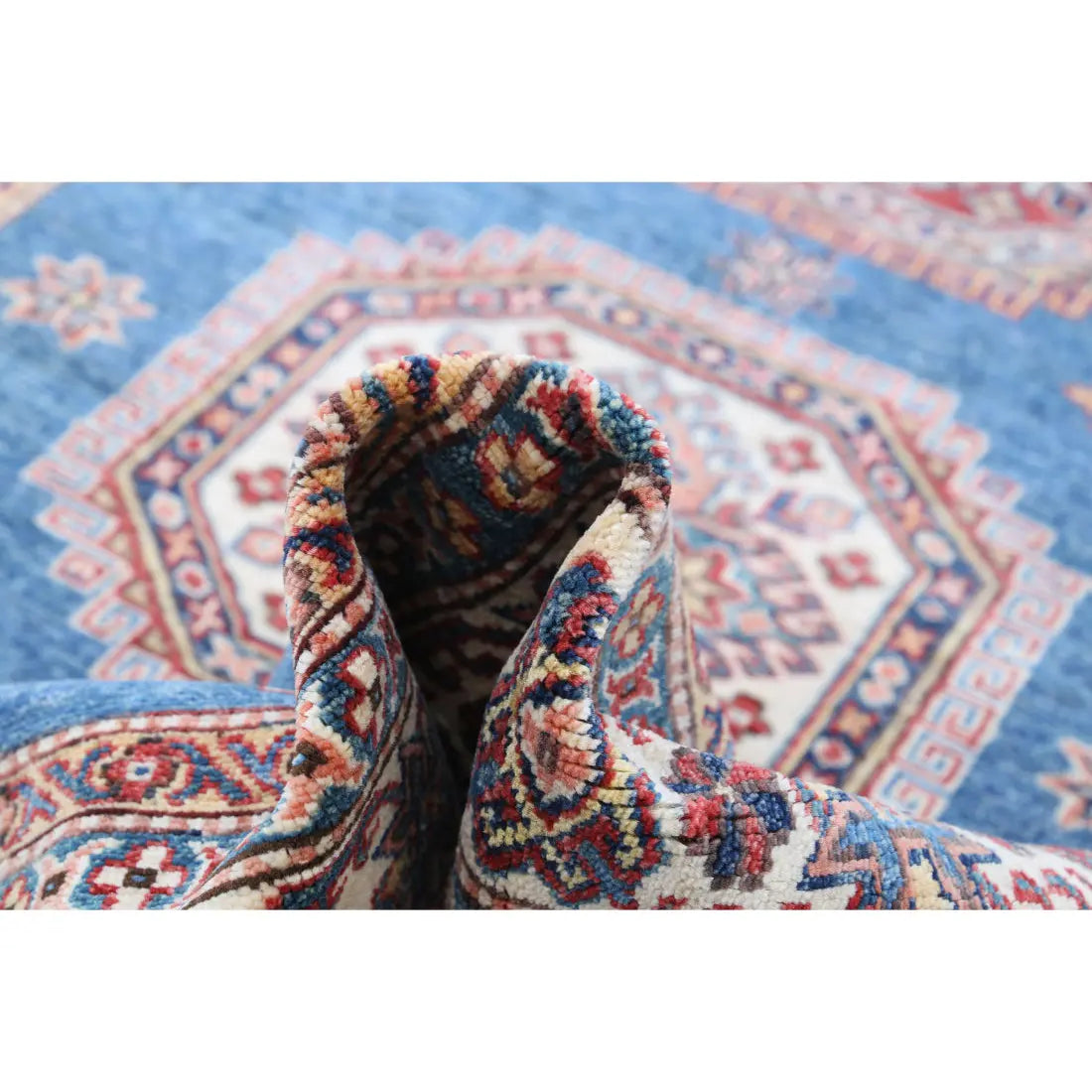 Alfombra de lana Kazak real anudada a mano - 4'10'' x 6'10''
