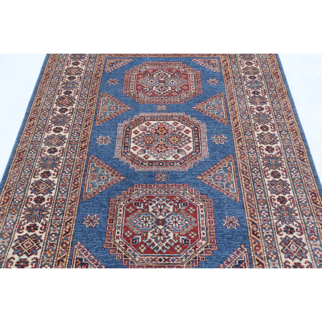Alfombra de lana Kazak real anudada a mano - 4'10'' x 6'10''