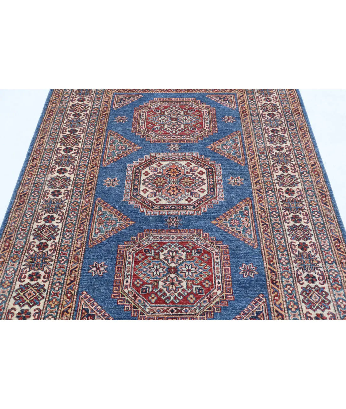 Alfombra de lana Kazak real anudada a mano - 4'10'' x 6'10''