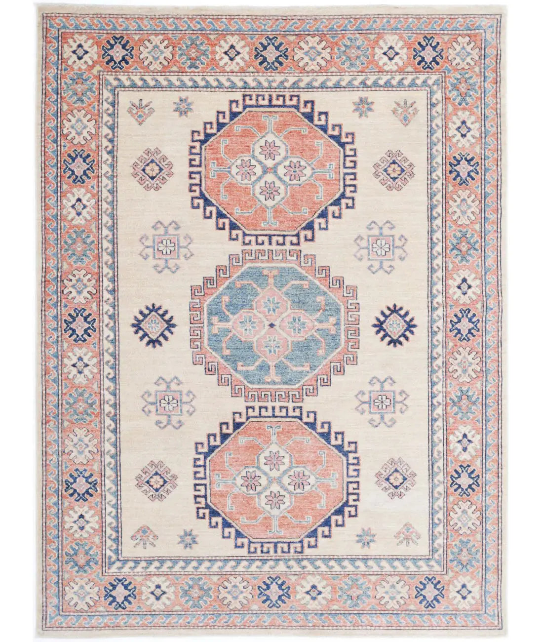 Hand Knotted Royal Kazak Wool Rug - 4'10'' x 6'8''
