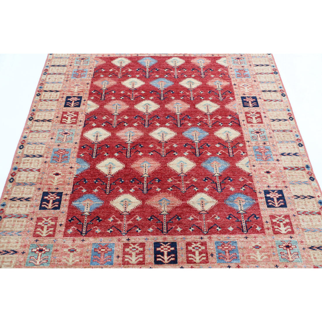 Hand Knotted Royal Kazak Wool Rug - 4'11'' x 6'6''