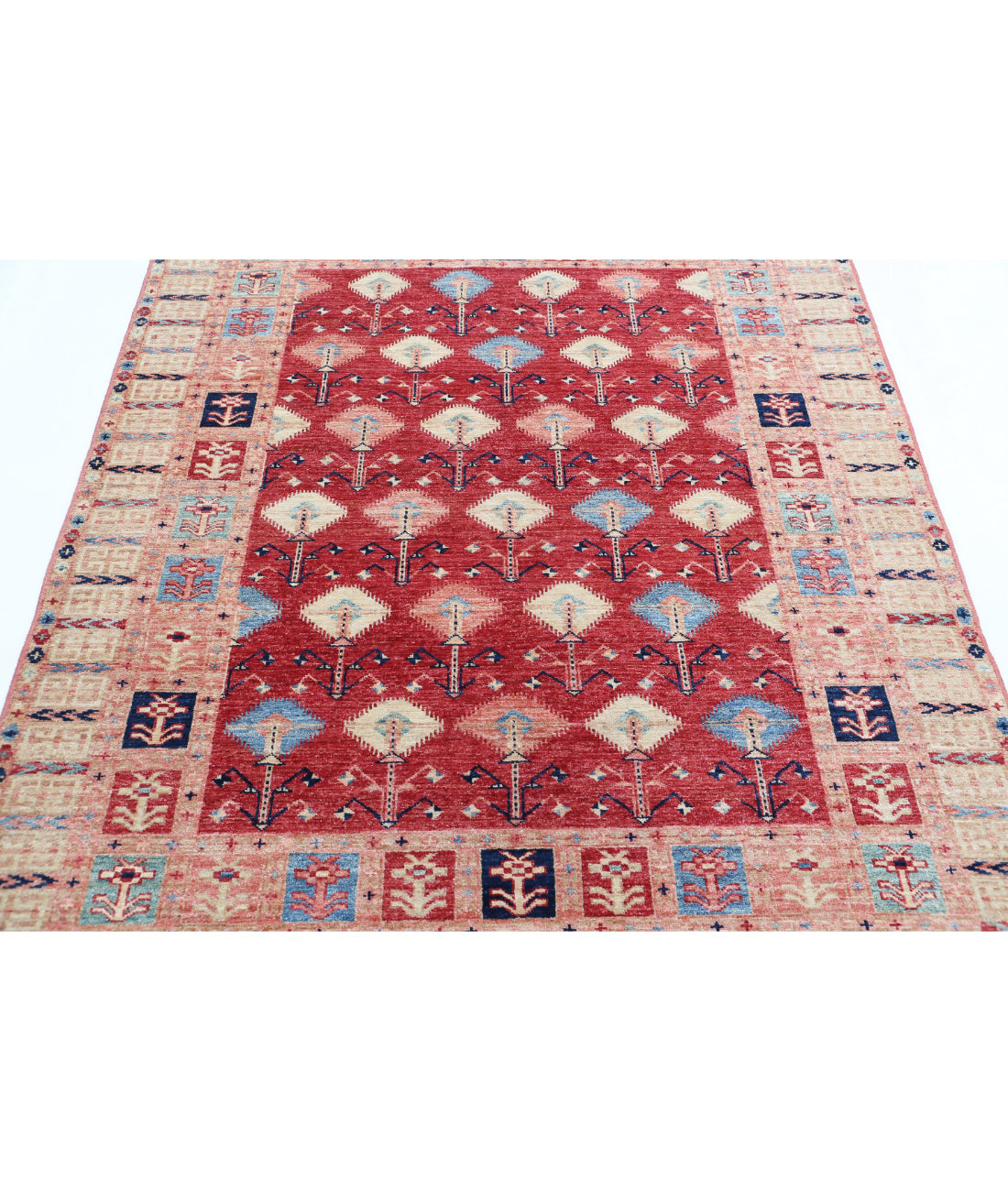 Hand Knotted Royal Kazak Wool Rug - 4'11'' x 6'6''