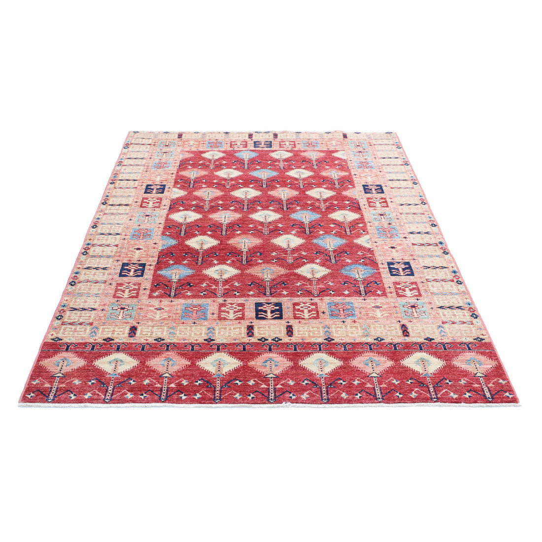 Hand Knotted Royal Kazak Wool Rug - 4'11'' x 6'6''