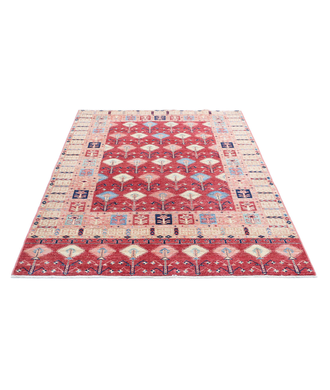Hand Knotted Royal Kazak Wool Rug - 4'11'' x 6'6''