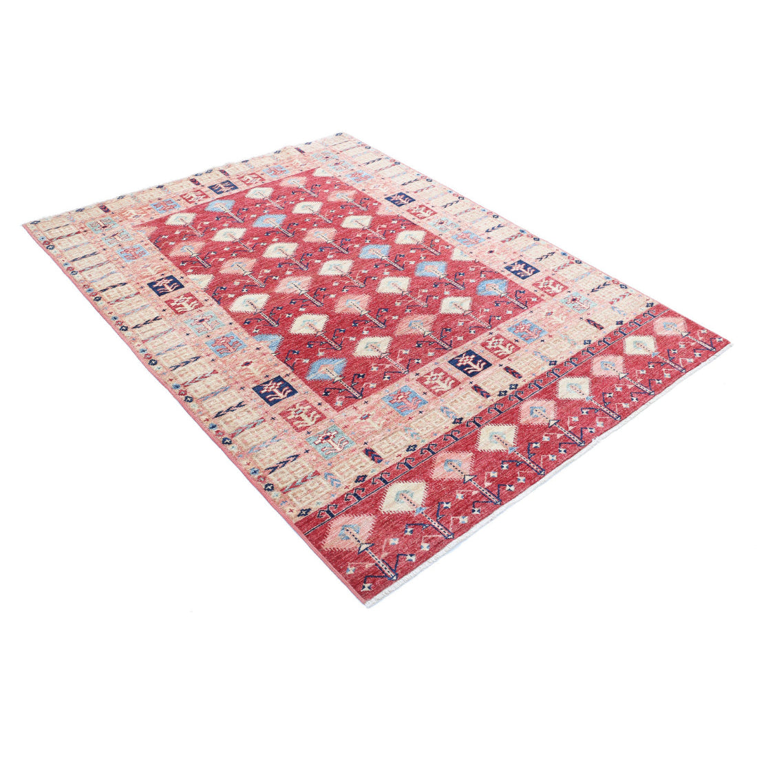 Hand Knotted Royal Kazak Wool Rug - 4'11'' x 6'6''