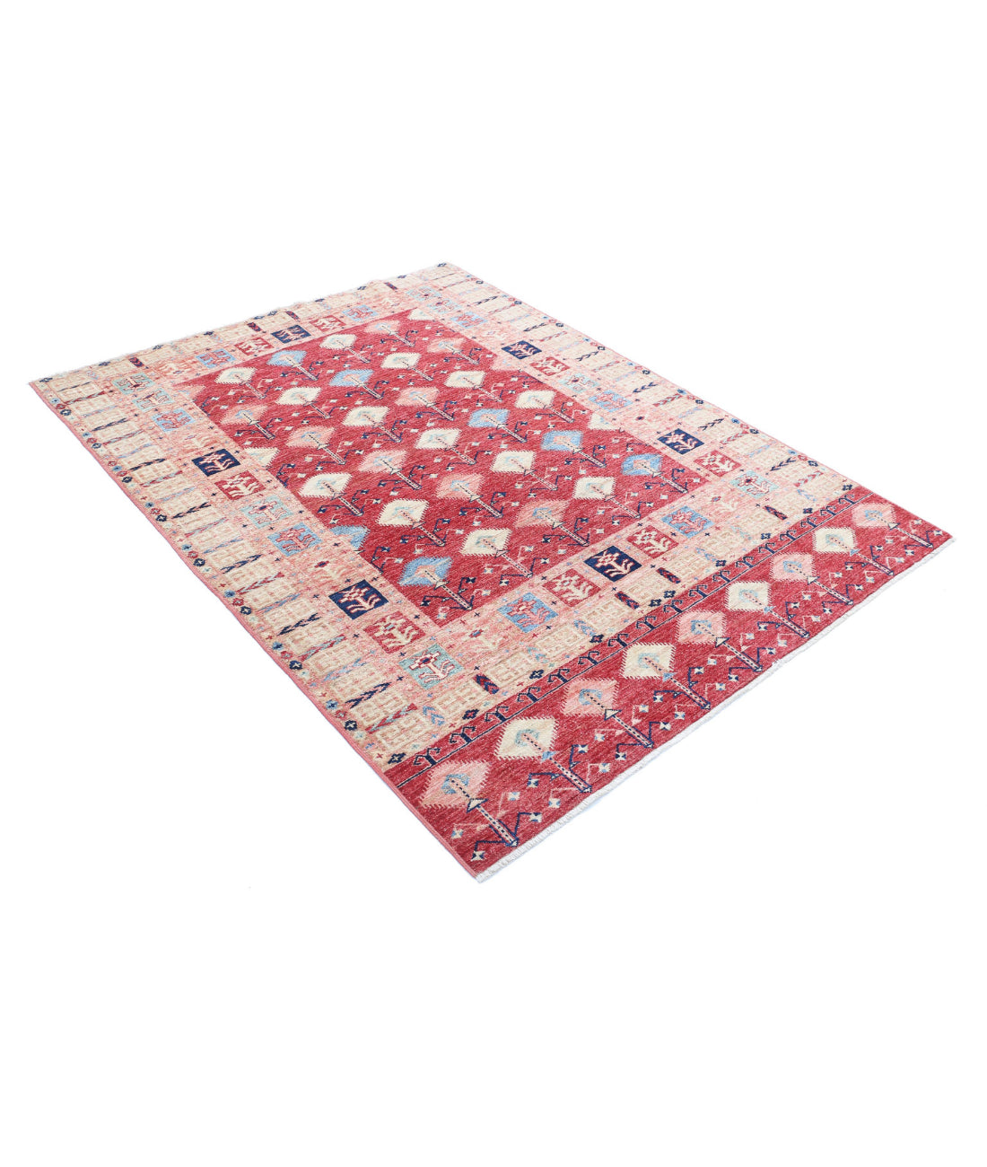 Hand Knotted Royal Kazak Wool Rug - 4'11'' x 6'6''