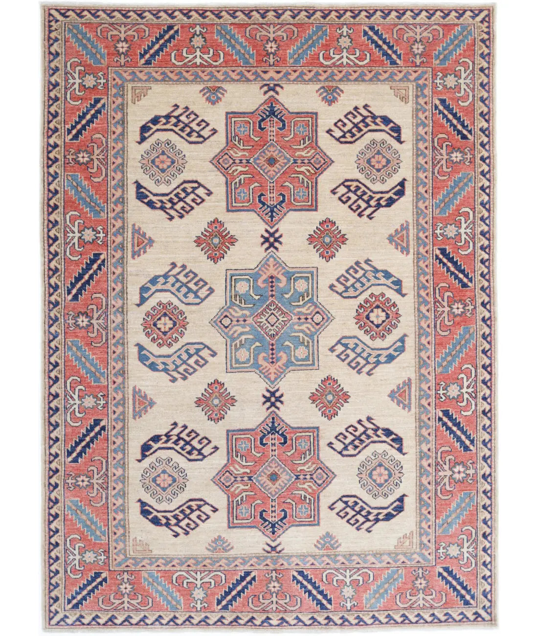 Hand Knotted Royal Kazak Wool Rug - 4'11'' x 6'9''