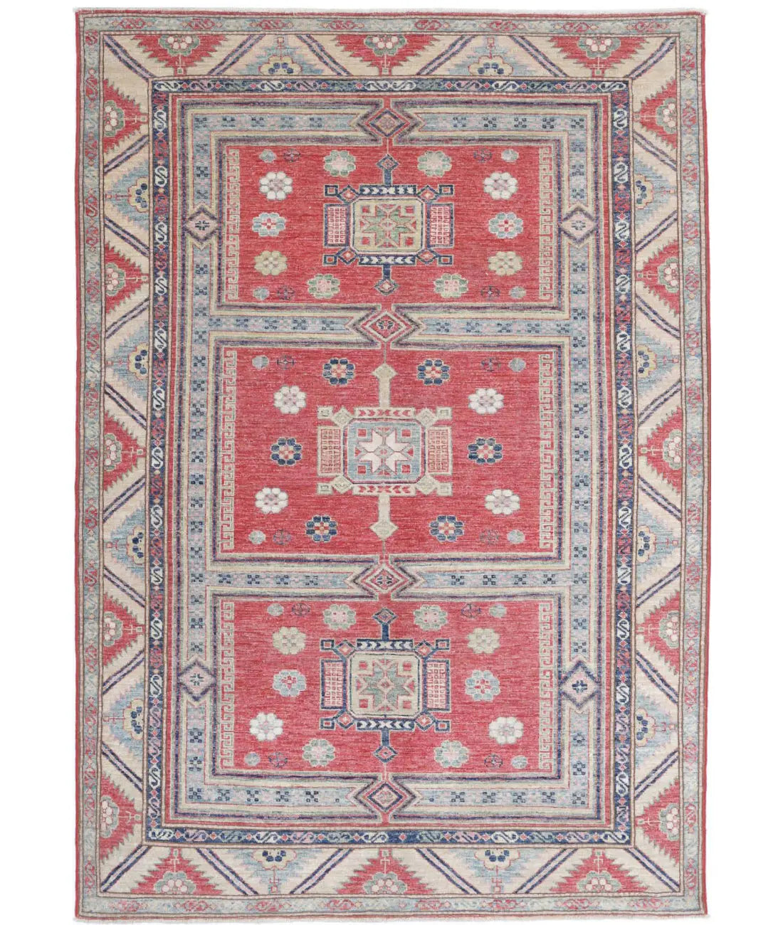 Hand Knotted Royal Kazak Wool Rug - 4'7'' x 6'9''