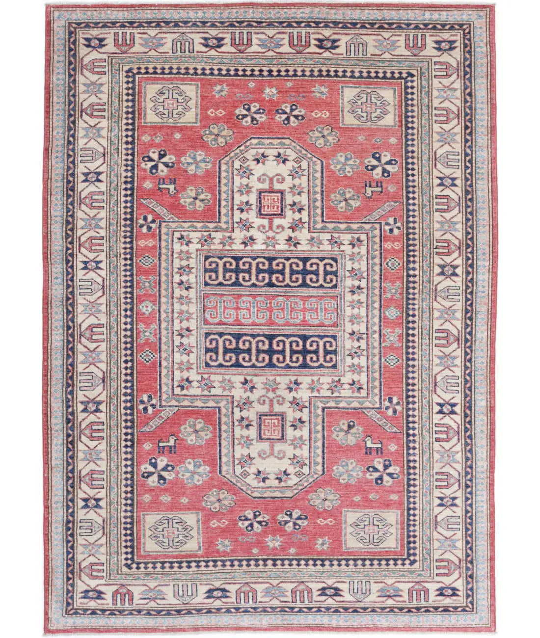 Hand Knotted Royal Kazak Wool Rug - 4'8'' x 6'9''