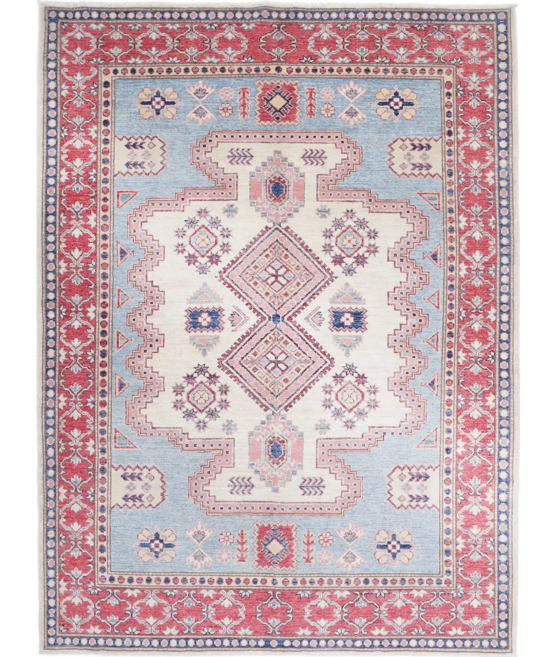 Hand Knotted Royal Kazak Wool Rug - 5'1'' x 6'9''