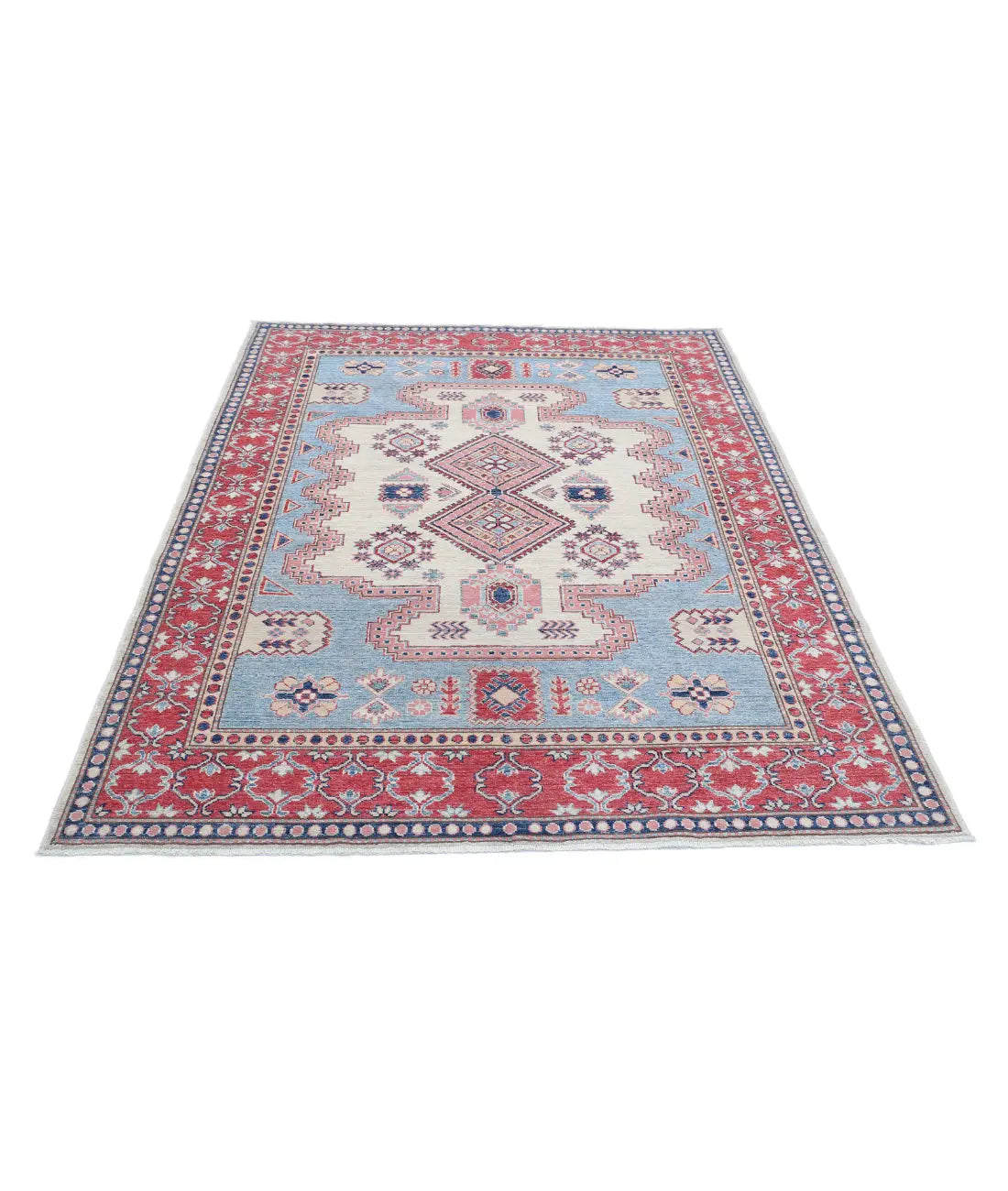 Hand Knotted Royal Kazak Wool Rug - 5'1'' x 6'9'' - Arteverk Rugs Area rug