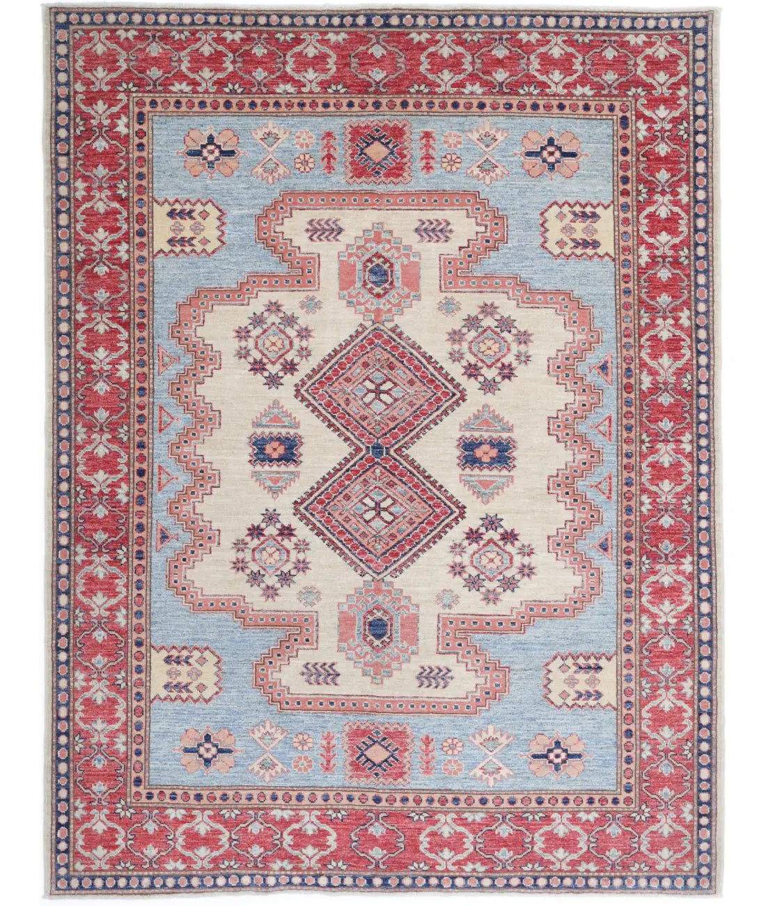 Hand Knotted Royal Kazak Wool Rug - 5'1'' x 6'9''