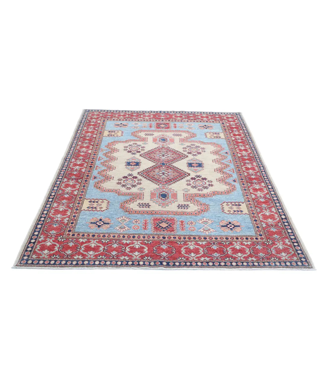 Hand Knotted Royal Kazak Wool Rug - 5'1'' x 6'9'' - Arteverk Rugs Area rug