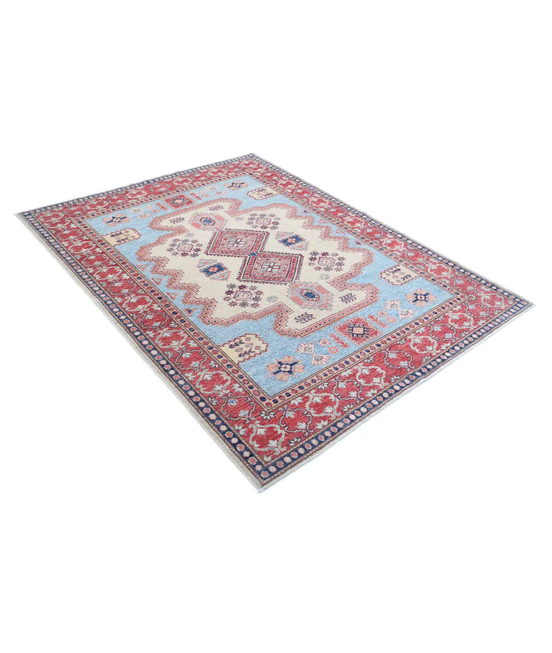 Hand Knotted Royal Kazak Wool Rug - 5'1'' x 6'9'' - Arteverk Rugs Area rug