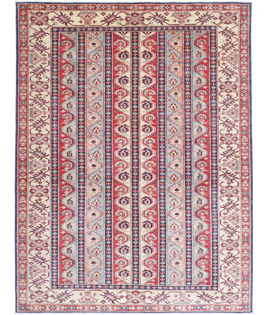 Hand Knotted Royal Kazak Wool Rug - 5'6'' x 7'4''