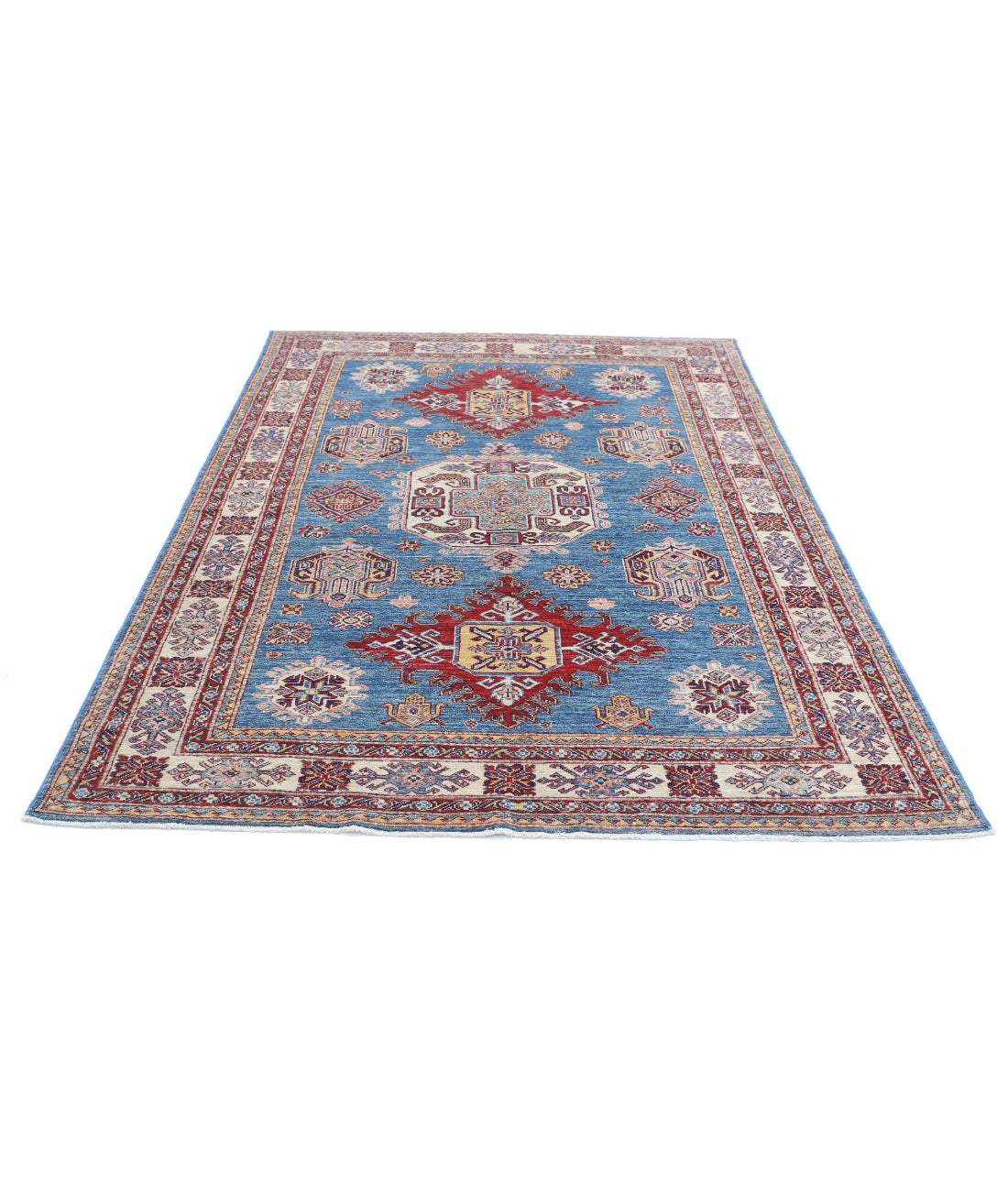 Hand Knotted Royal Kazak Wool Rug - 5'7'' x 8'1''