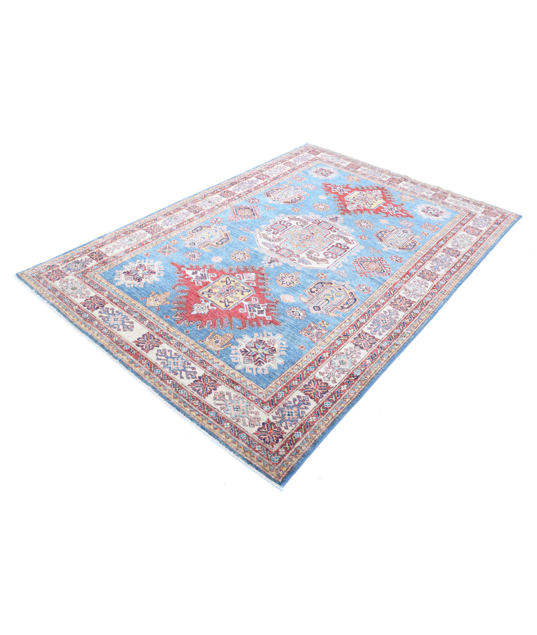 Hand Knotted Royal Kazak Wool Rug - 5'7'' x 8'1''