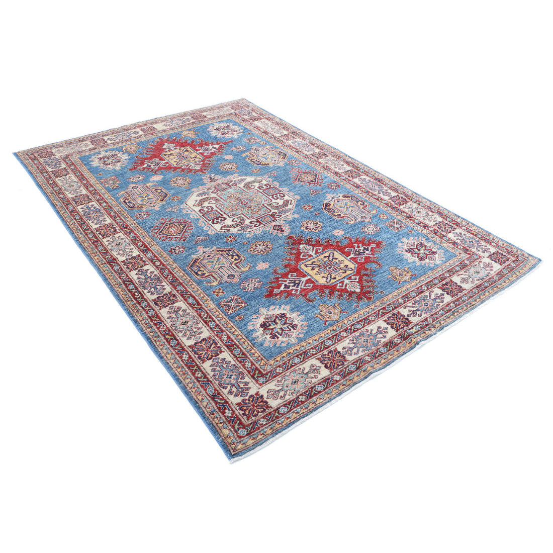 Hand Knotted Royal Kazak Wool Rug - 5'7'' x 8'1''