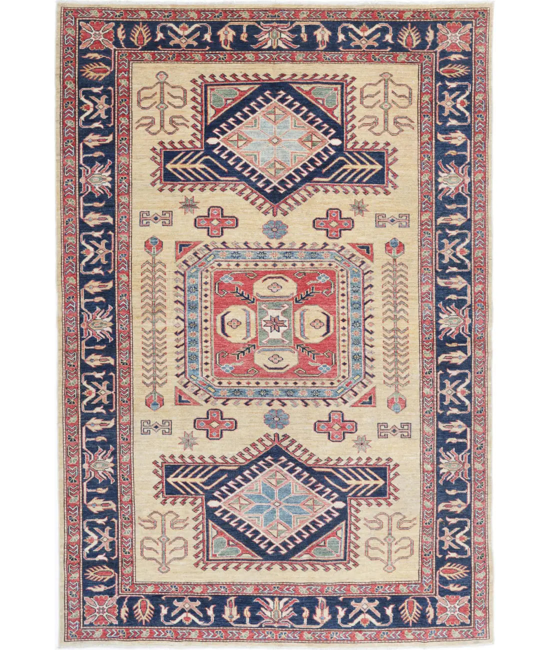 Hand Knotted Royal Kazak Wool Rug - 5'7'' x 8'4''