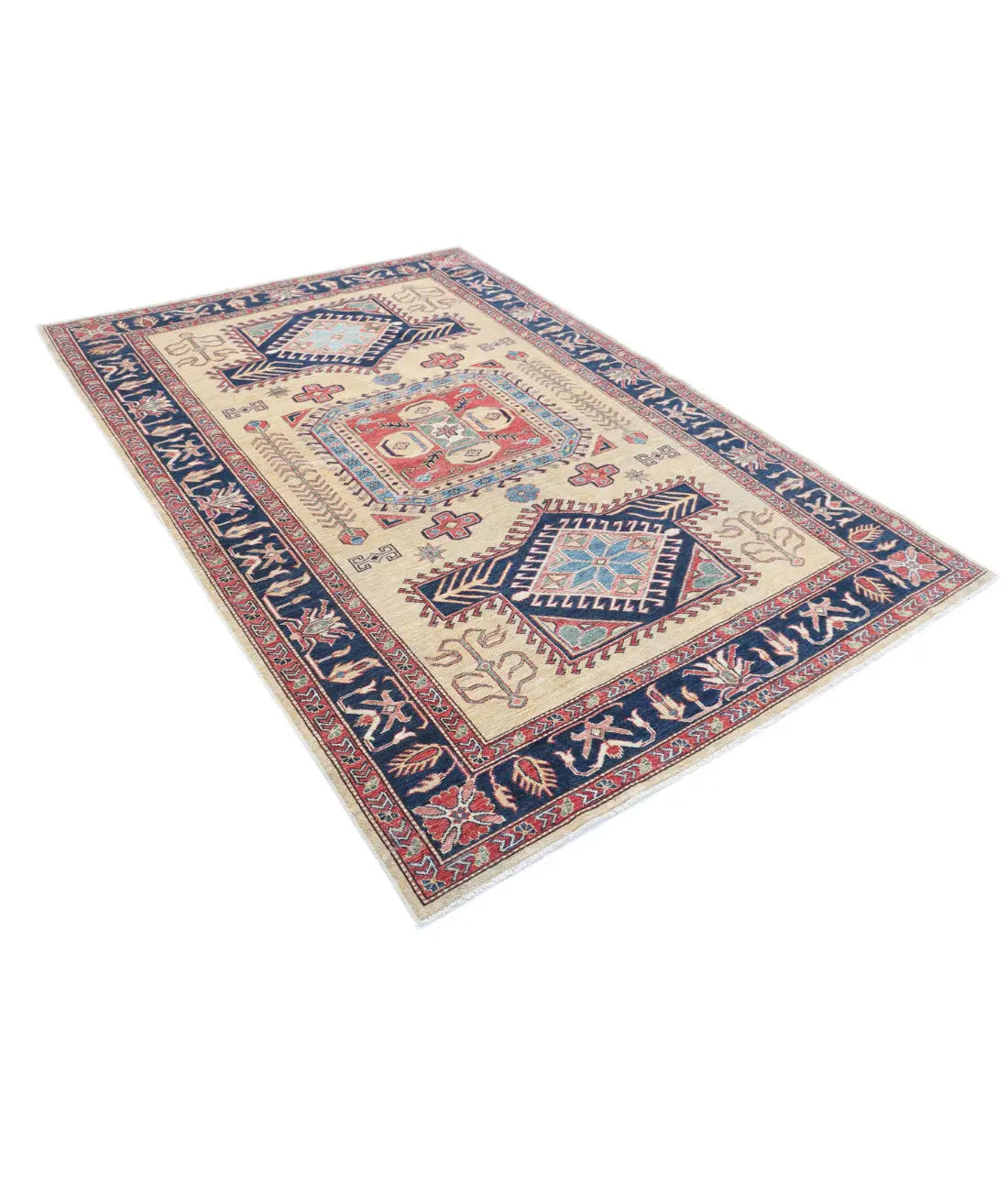 Hand Knotted Royal Kazak Wool Rug - 5'7'' x 8'4'' - Arteverk Rugs Area rug