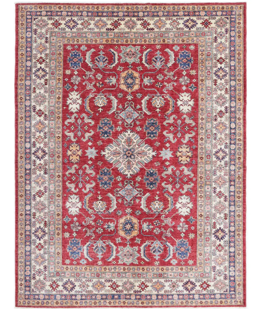 Hand Knotted Royal Kazak Wool Rug - 6'7'' x 8'8''