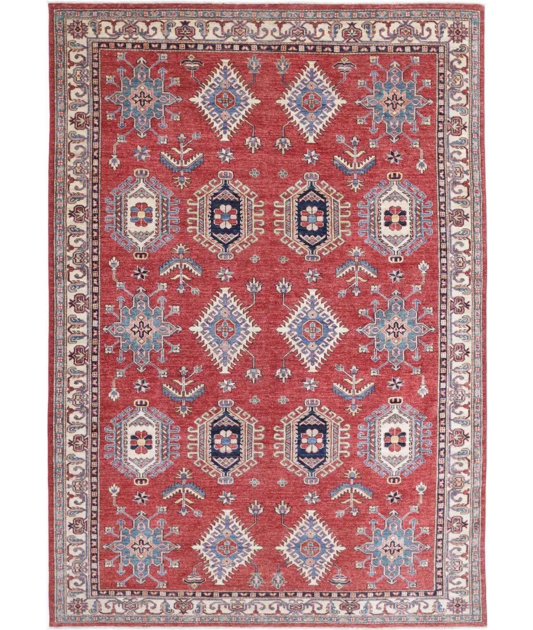 Hand Knotted Royal Kazak Wool Rug - 6'7'' x 9'8''