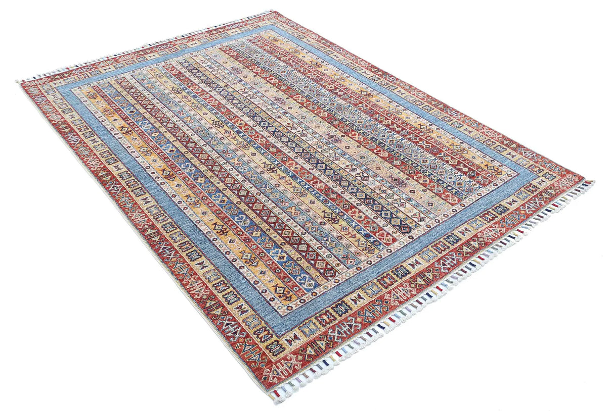 Hand Knotted Shaal Wool Rug - 4'11'' x 6'7''