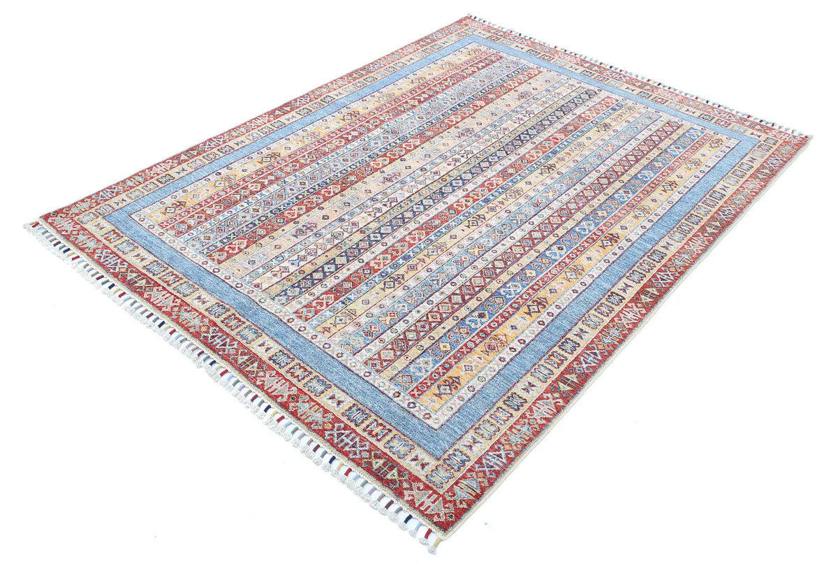 Hand Knotted Shaal Wool Rug - 4'11'' x 6'7''