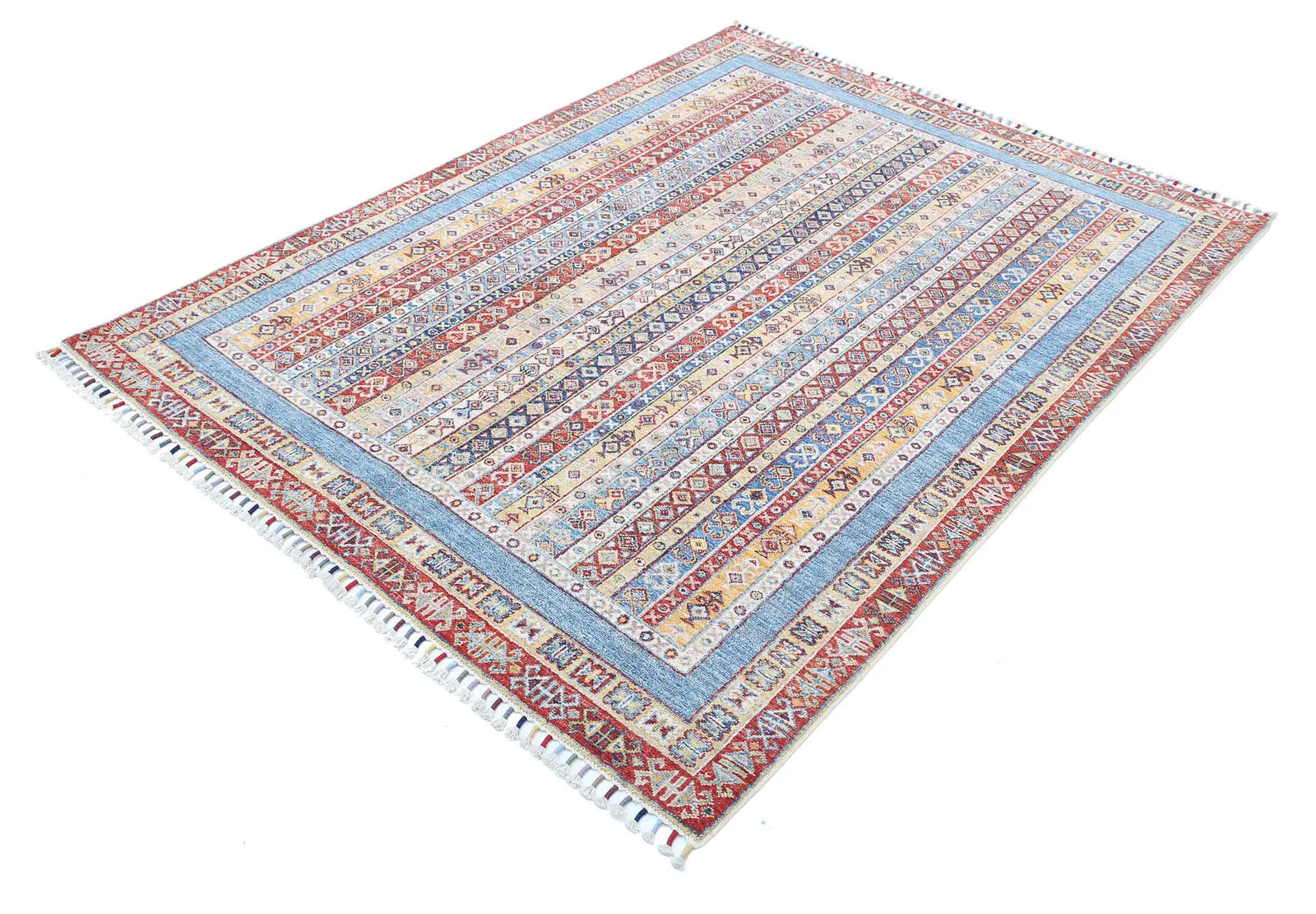 Hand Knotted Shaal Wool Rug - 4'11'' x 6'7''