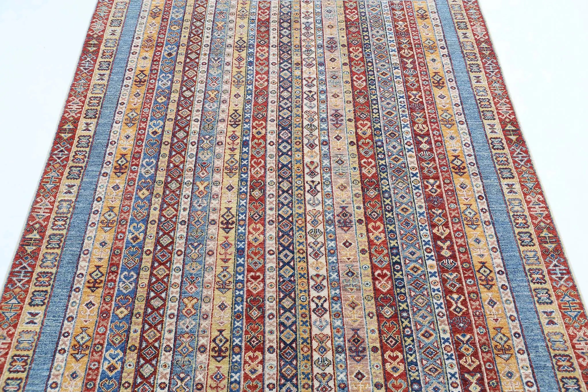 Alfombra de lana Shaal anudada a mano - 4'11'' x 6'7''