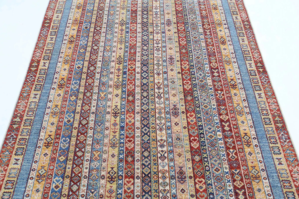 Hand Knotted Shaal Wool Rug - 4'11'' x 6'7''