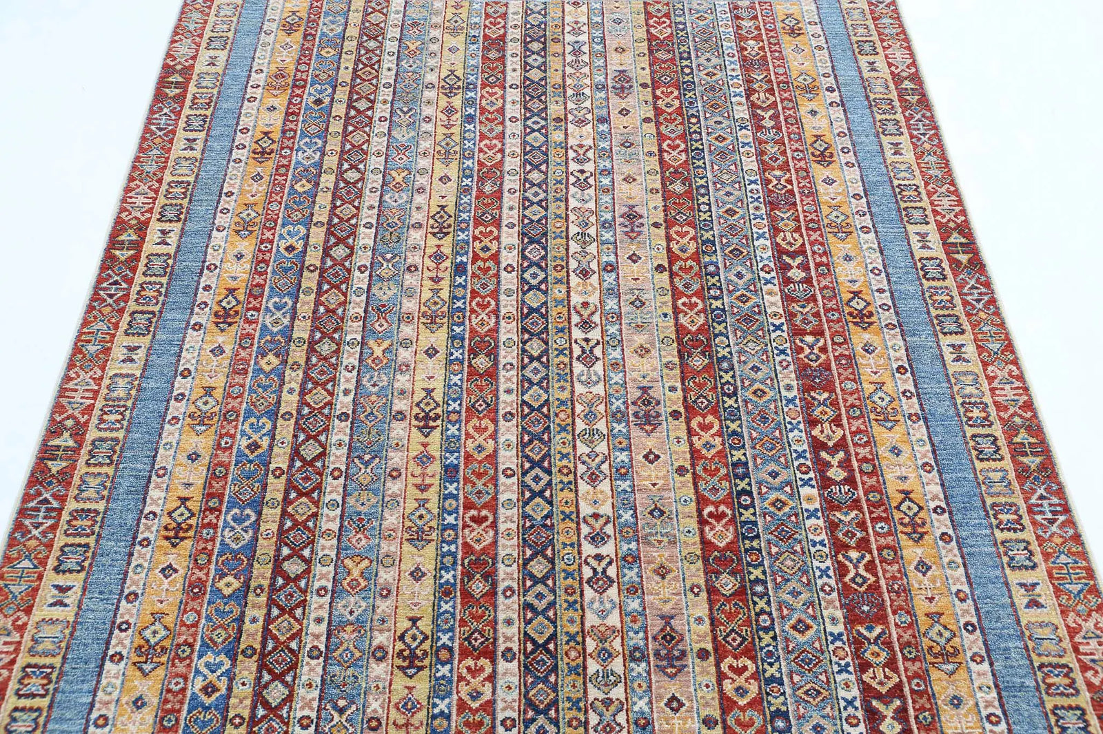 Hand Knotted Shaal Wool Rug - 4'11'' x 6'7''