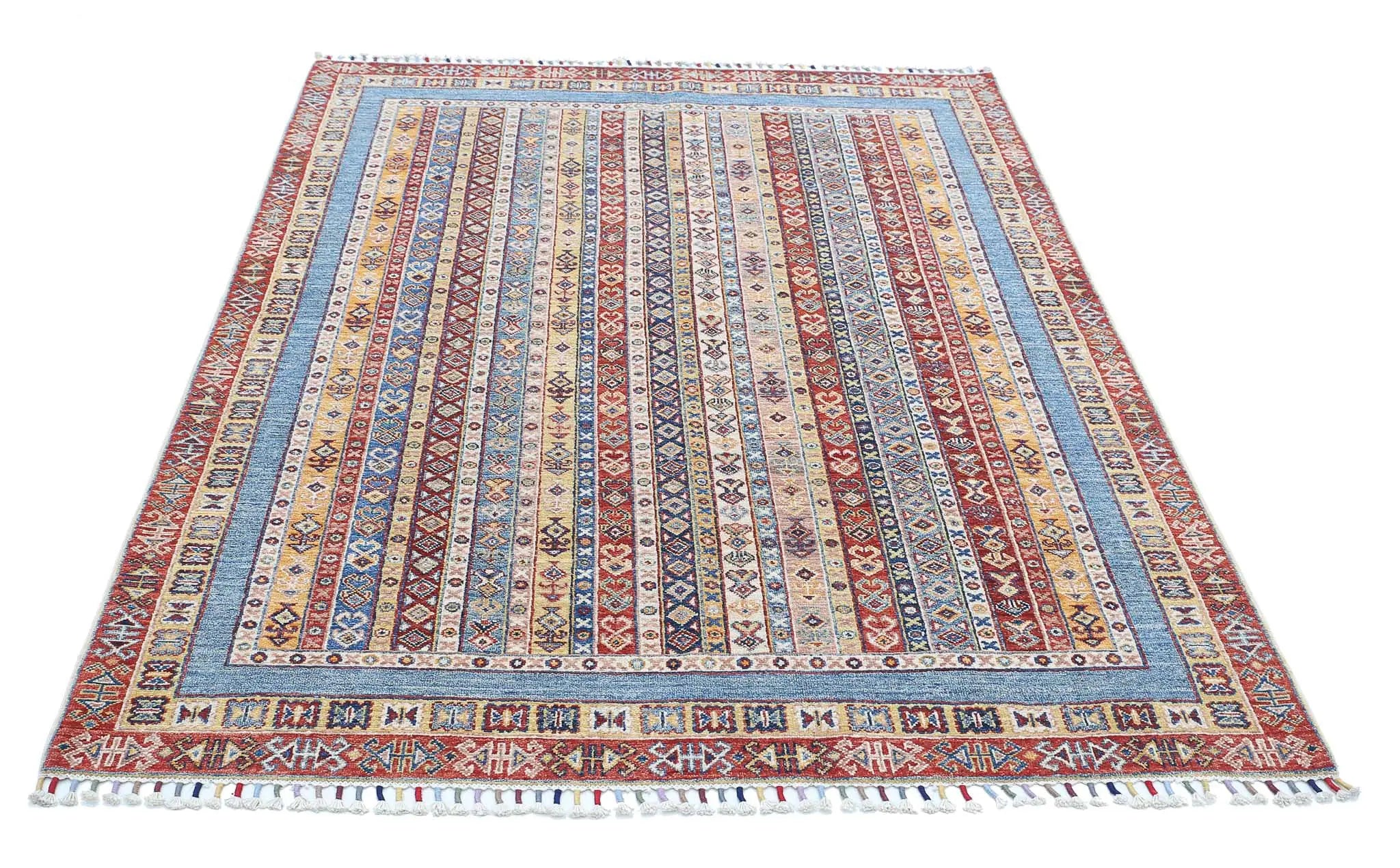 Alfombra de lana Shaal anudada a mano - 4'11'' x 6'7''