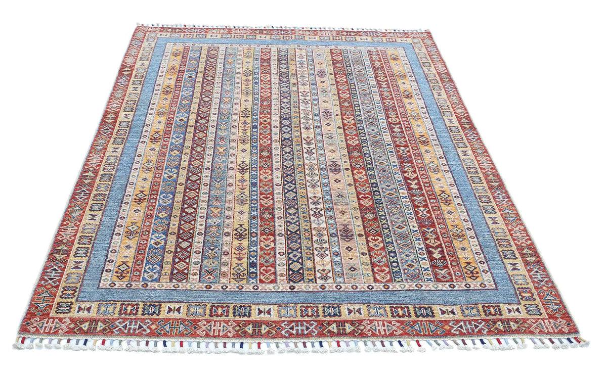 Hand Knotted Shaal Wool Rug - 4'11'' x 6'7''