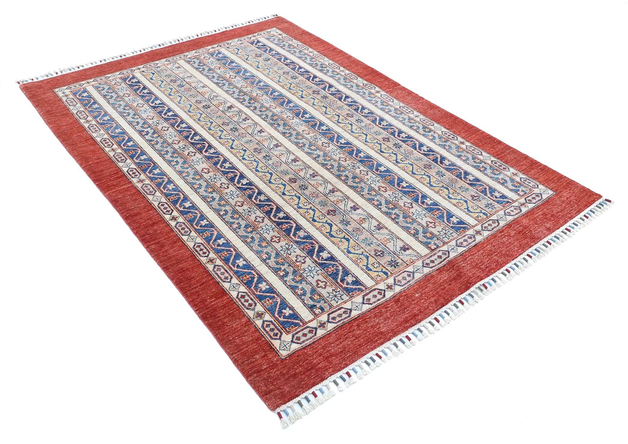 Hand Knotted Shaal Wool Rug - 4'9'' x 6'6''