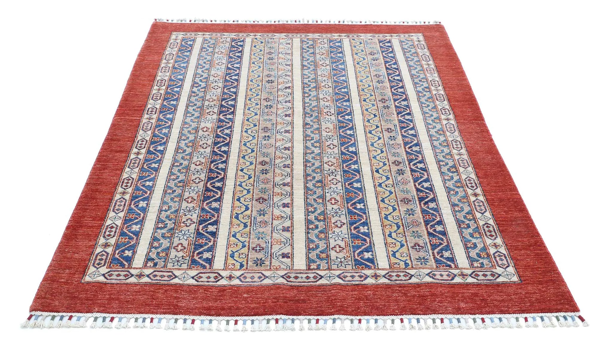 Hand Knotted Shaal Wool Rug - 4'9'' x 6'6''