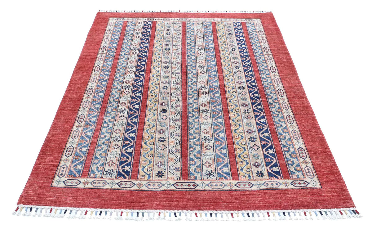 Hand Knotted Shaal Wool Rug - 4'9'' x 6'7''