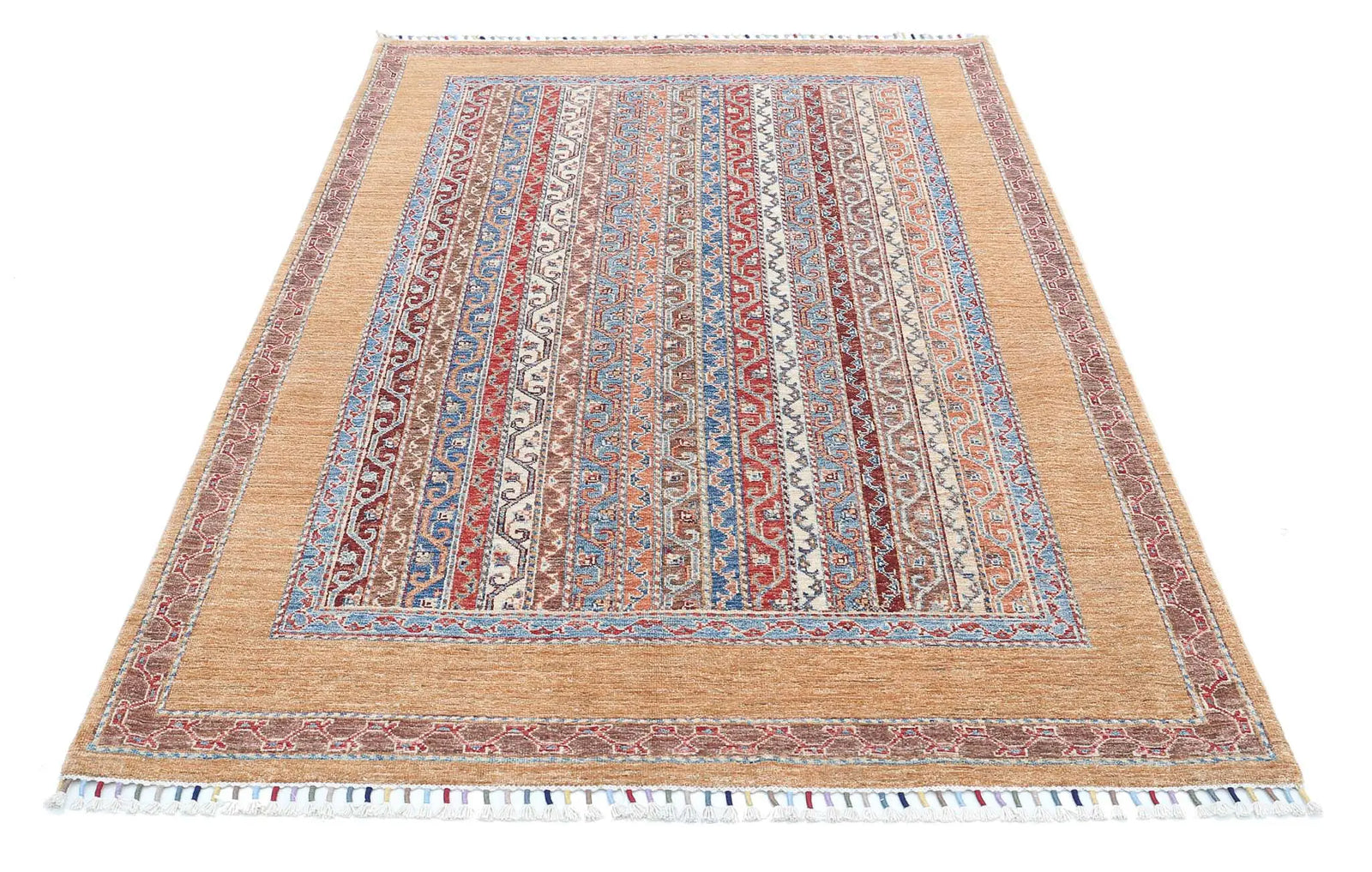 Hand Knotted Shaal Wool Rug - 4'9'' x 7'2''