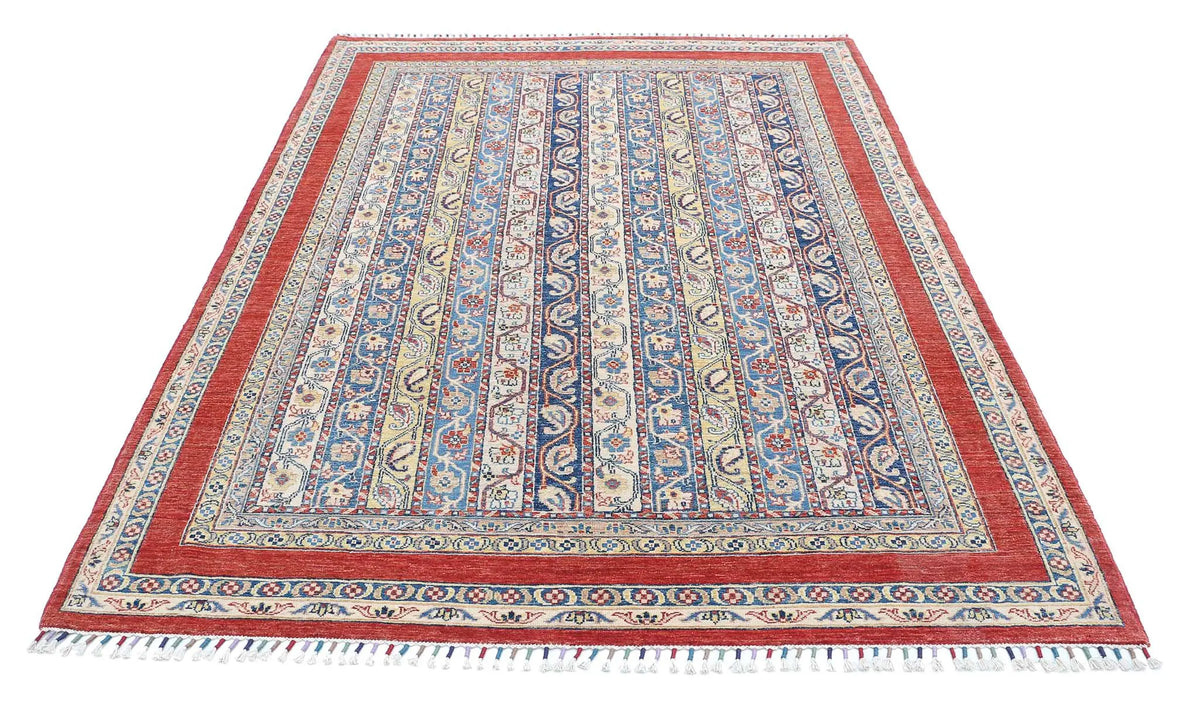 Hand Knotted Shaal Wool Rug - 5'4'' x 8'8''