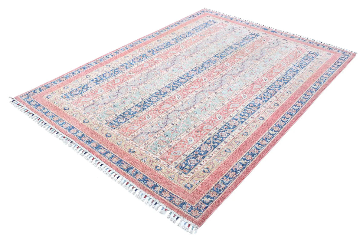Hand Knotted Shaal Wool Rug - 5'5'' x 7'9''
