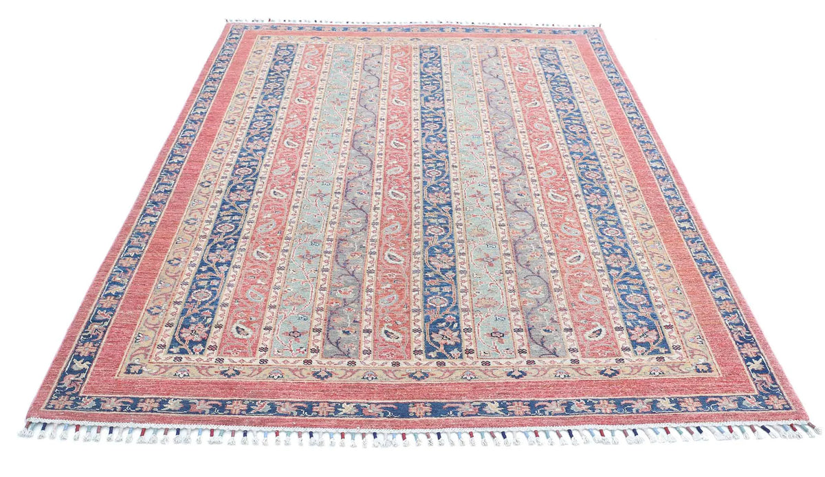 Hand Knotted Shaal Wool Rug - 5'5'' x 7'9''