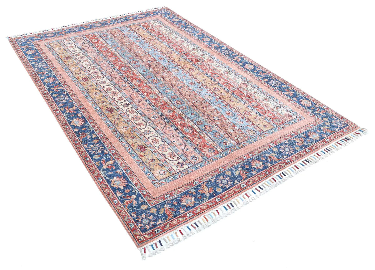 Hand Knotted Shaal Wool Rug - 5'6'' x 7'11''