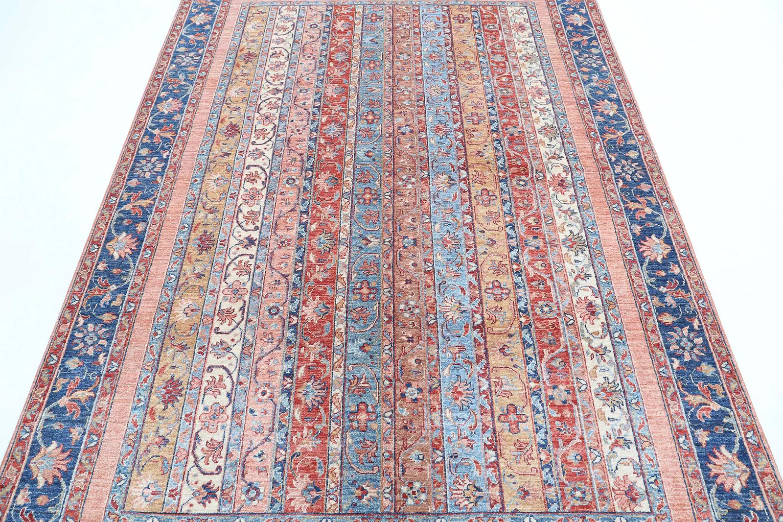 Hand Knotted Shaal Wool Rug - 5'6'' x 7'11''