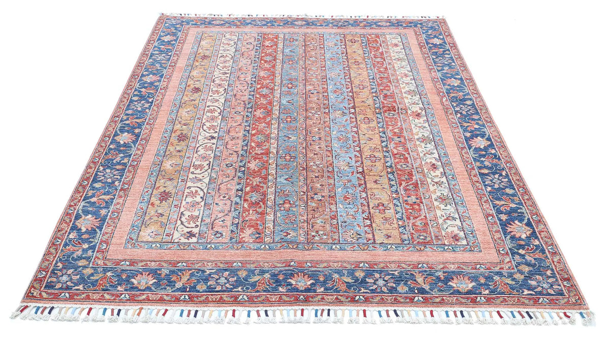 Hand Knotted Shaal Wool Rug - 5'6'' x 7'11''