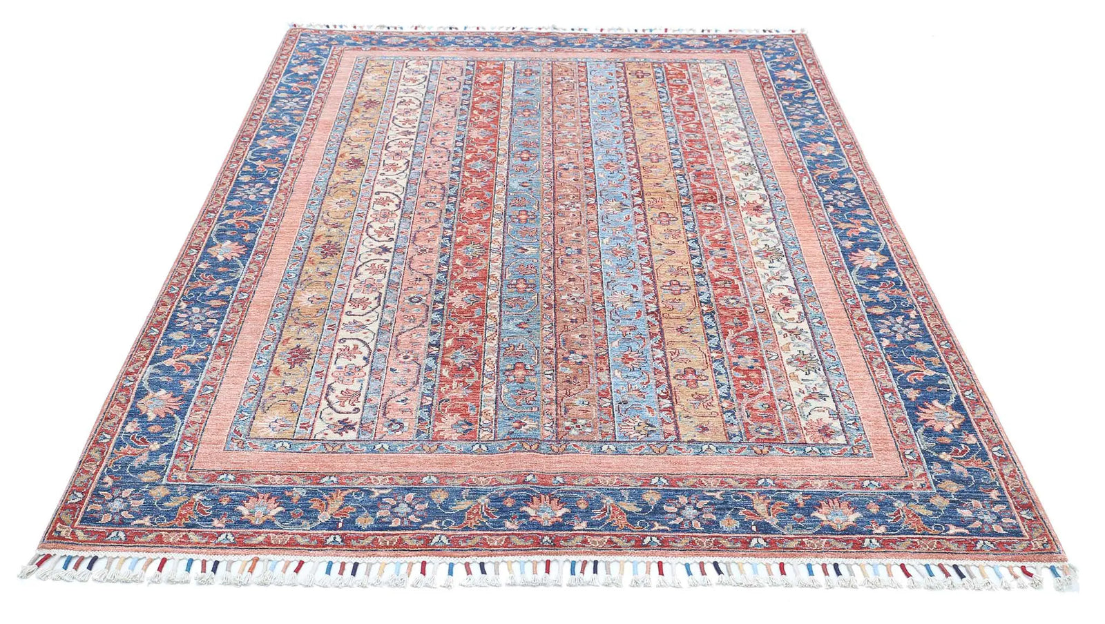 Hand Knotted Shaal Wool Rug - 5'6'' x 7'11''