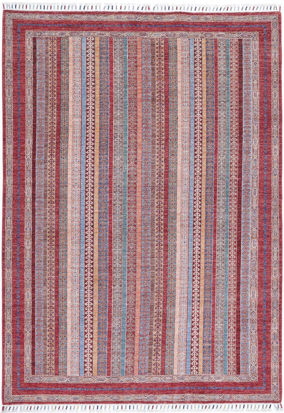 Hand Knotted Shaal Wool Rug - 5&#39;6&#39;&#39; x 7&#39;9&#39;&#39;