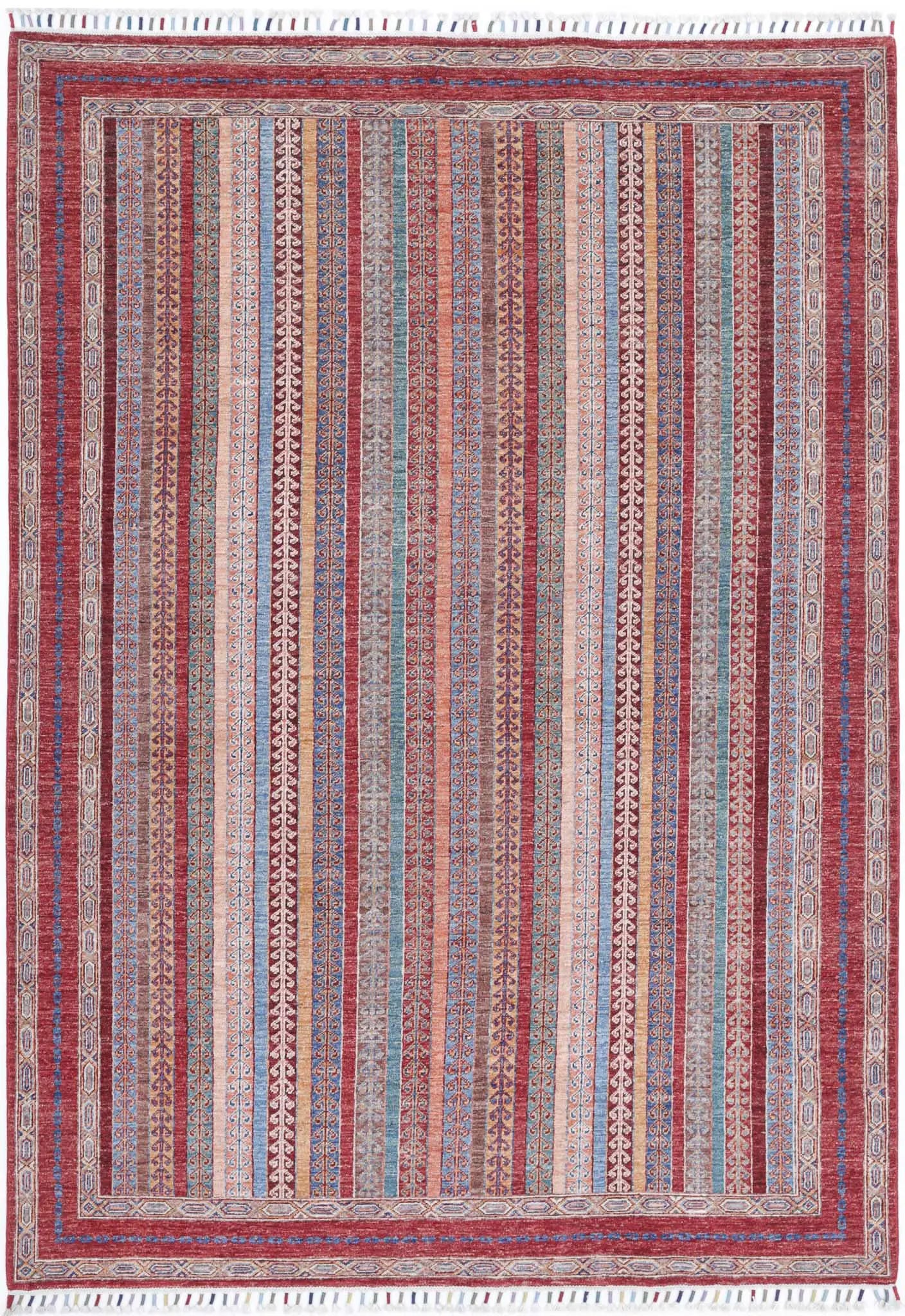 Hand Knotted Shaal Wool Rug - 5'6'' x 7'9''