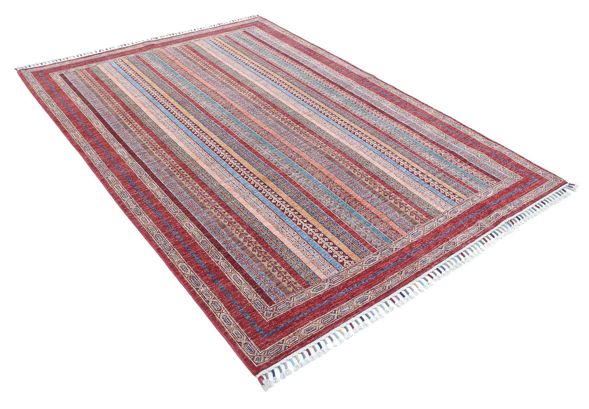 Hand Knotted Shaal Wool Rug - 5'6'' x 7'9''