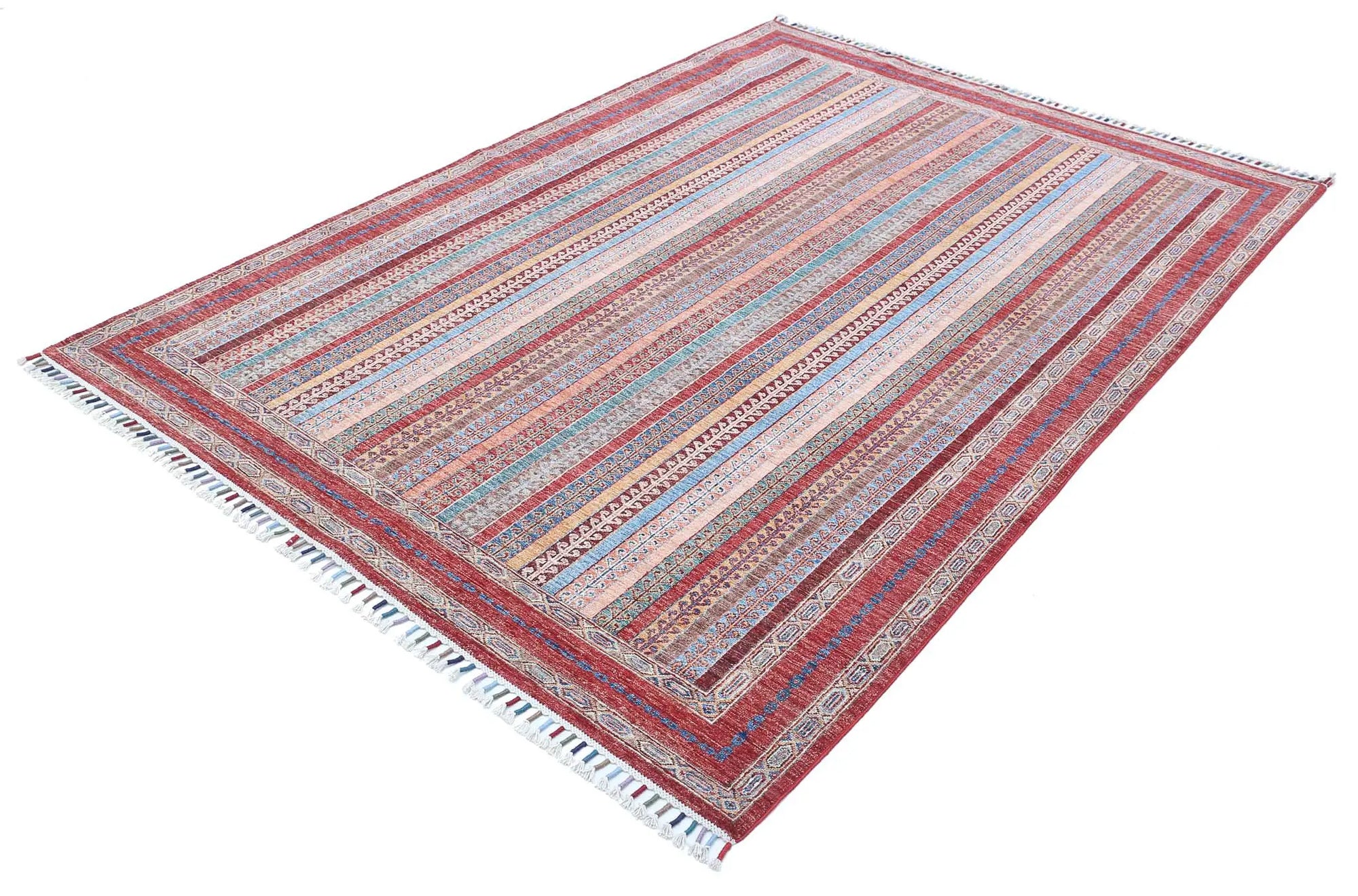 Hand Knotted Shaal Wool Rug - 5'6'' x 7'9''