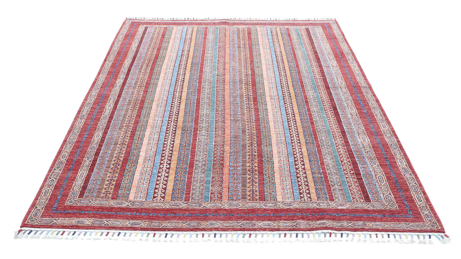 Hand Knotted Shaal Wool Rug - 5'6'' x 7'9''
